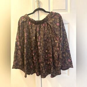 Lularoe Floral Madison Skirt With Pockets Brown Size M